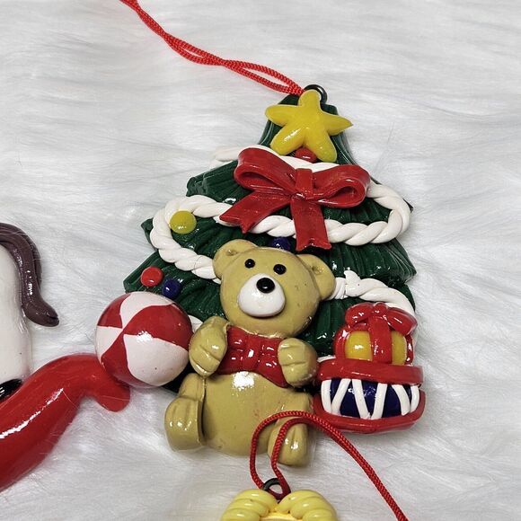 Vintage Christmas Ornaments Mixed Baked Clay Dough Spagetti Trim Bundle Set 5/C - Picture 11 of 12